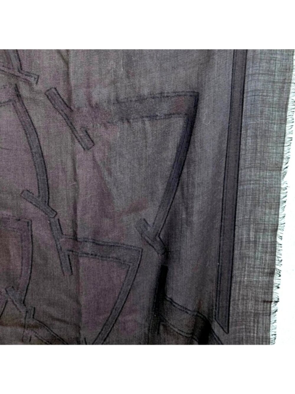 Vintage Valentino Cashmere Silk Shawl Wrap Espresso Brown Fringe 60x58 - Picture 14 of 14